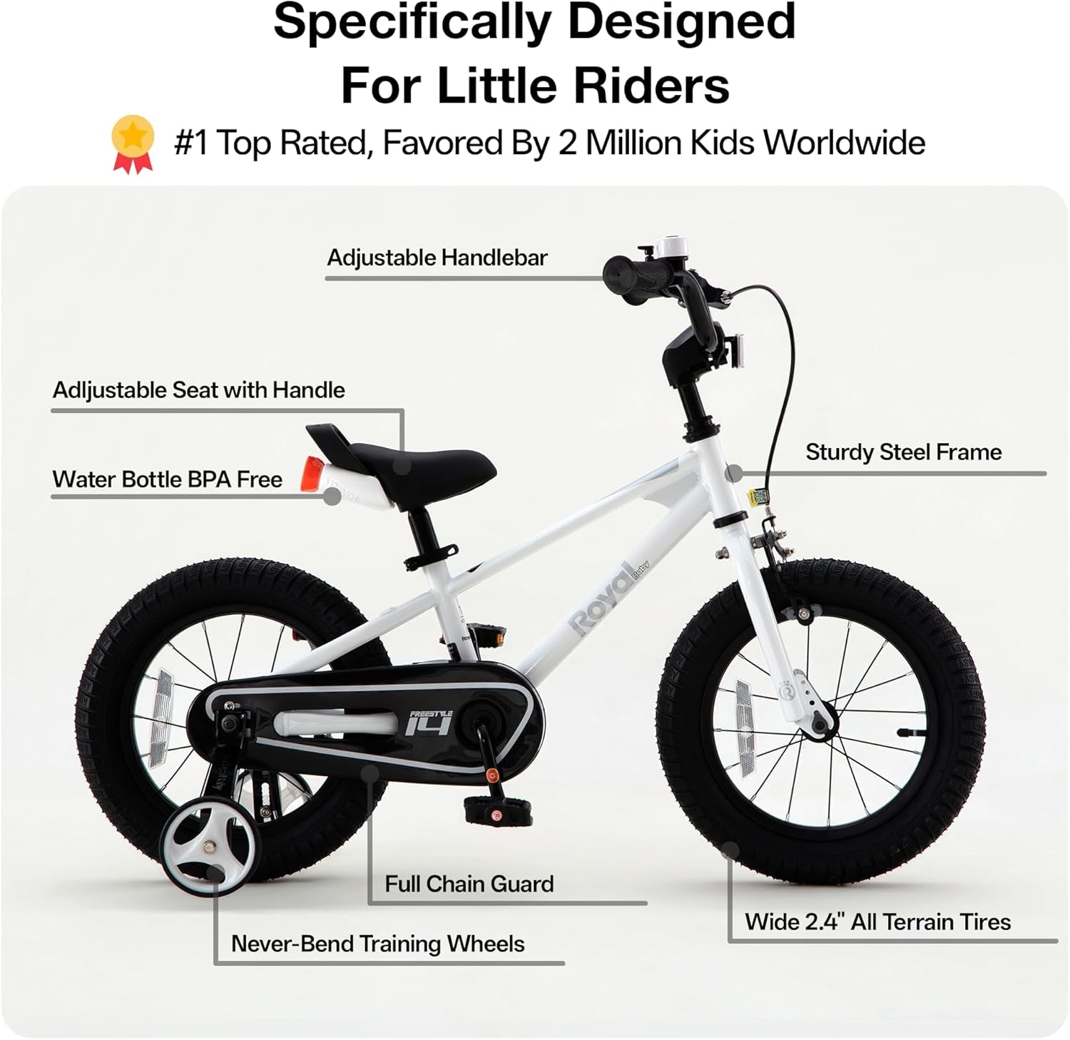 Kids Bike Boys Girls Freestyle Bicycle 12 14 16 Inch with Training Wheels, 16 18 20 with Kickstand Child'S Bike, Blue Red White Pink Green Orange